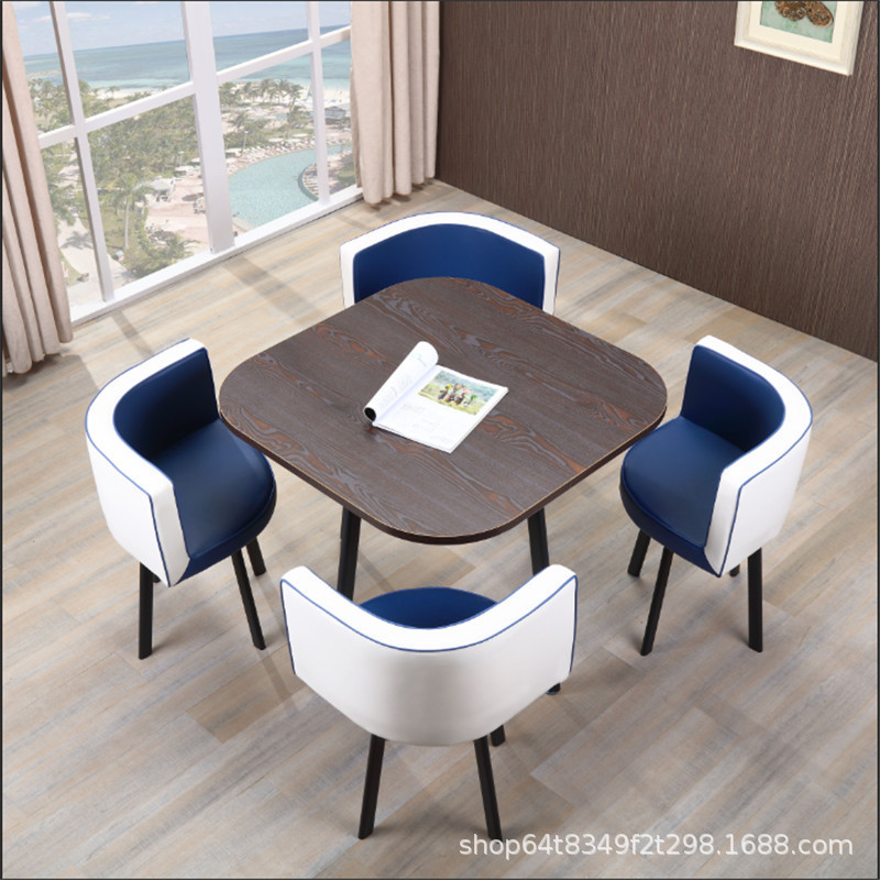 Paulownia square + blue and white two-color leather + black creel