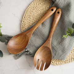 Japanese-style Wisteria Wood Serving Spoon and Fork Set, Wooden Spoon, Wooden Fork, Natural Wood Salad Spoon, Fork, Noodle Scoop