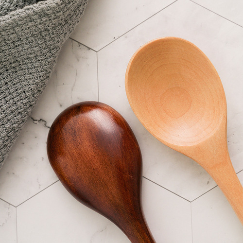 Creative Korean wooden rice spoon, extended soup spoon, coffee spoon, long handle mixing spoon, cooking spoon 33cm wholesale