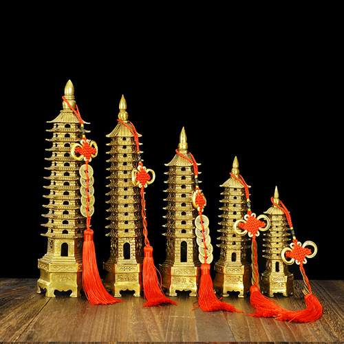 Brass Wenchang Tower Ornaments 99th Floor 13th Floor Study Desktop Decoration Crafts Manufacturer Wholesale