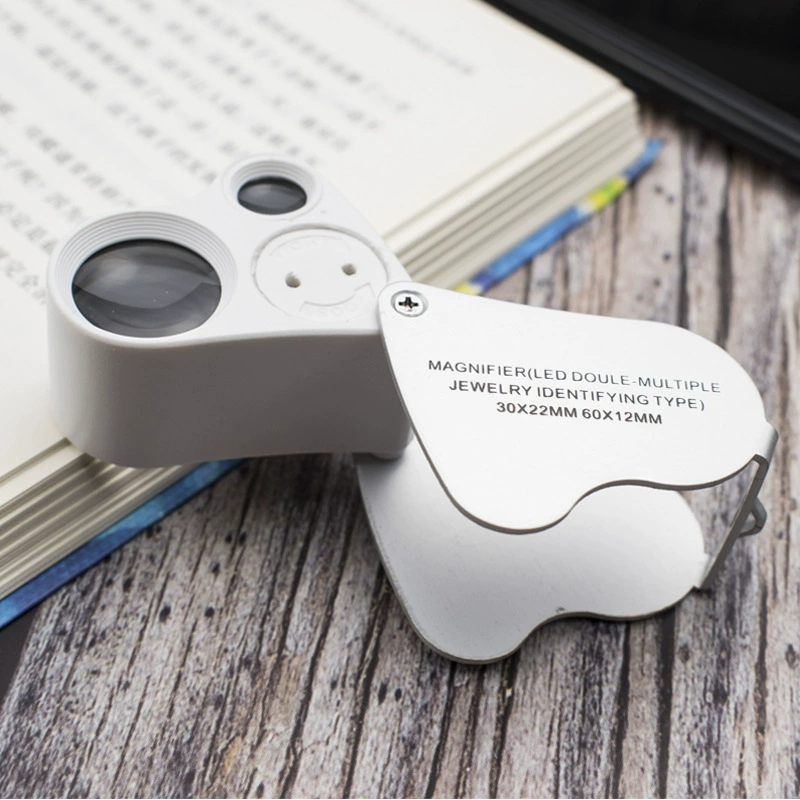 30 раз 60-кратное увеличение ювелирные изделия нефритовый фарфор идентификация складное портативное увеличительное стекло 2 светодиода прямые поставки с завода