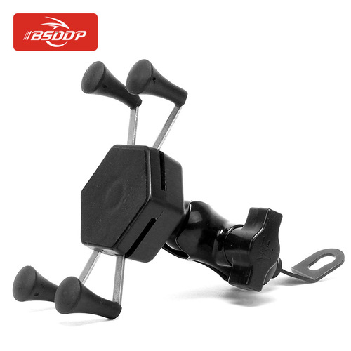 BSDDP motorcycle electric vehicle multifunctional universal mobile phone holder creative six-sided X-shaped mirror holder mobile phone holder