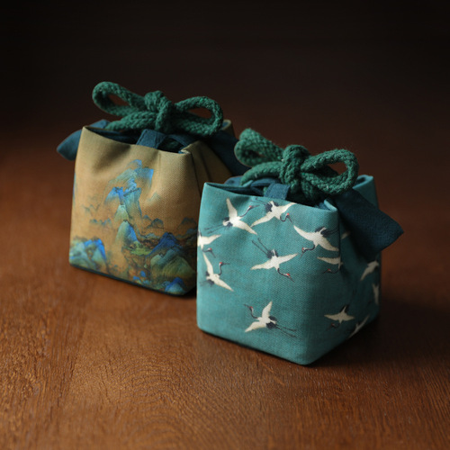 Erya manufacturer wholesale storage bag travel tea set teapot teacup cloth bag teacup ancient painting teacup cloth bag