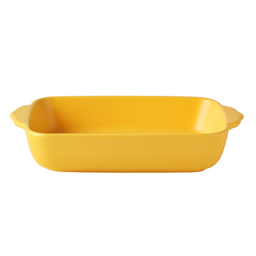 Creative ceramic double-ear plate for color glaze cheese baked rice, household ceramic plate, baking plate, Western-style plate, oven plate, dish plate