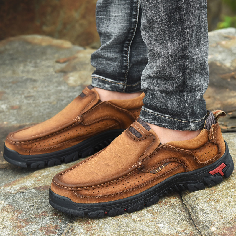 アウトドアシューズ メンズ 登山 カジュアルシューズ クロスボーダー 大きいサイズ メンズシューズ 本革 牛革シューズ 欧米風 ハイキングシューズ