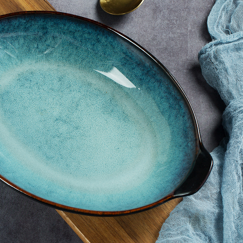 Vajilla azul tazón de arroz tazón de fideos gran plato de sopa plato de carne