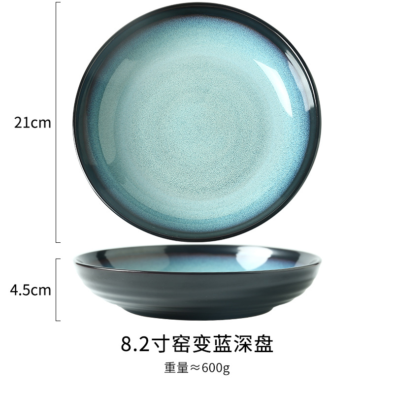 Vajilla azul tazón de arroz tazón de fideos gran plato de sopa plato de carne