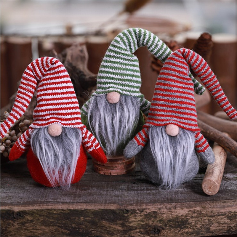 Navidad nuevo sombrero a rayas muñeca sin rostro pequeña muñeca decoración de los niños juguete de peluche creativo estilo europeo y americano