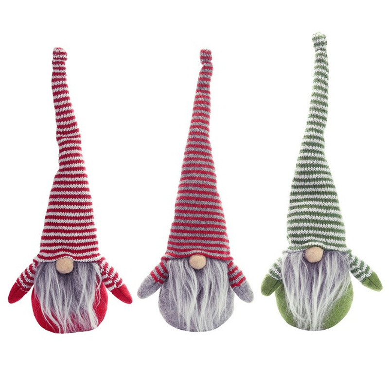 Navidad nuevo sombrero a rayas muñeca sin rostro pequeña muñeca decoración de los niños juguete de peluche creativo estilo europeo y americano