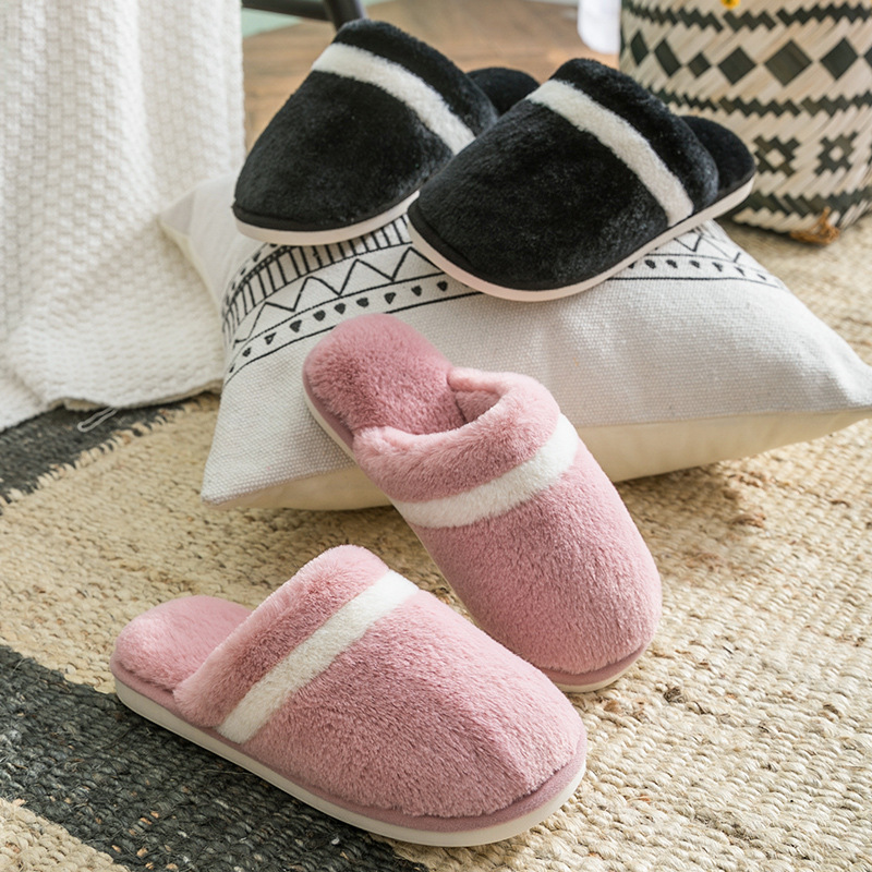 Women Plush Slip-On Autumn Winter Bedroom Soft Non-Slip Indoor Shoes_voghion.com
