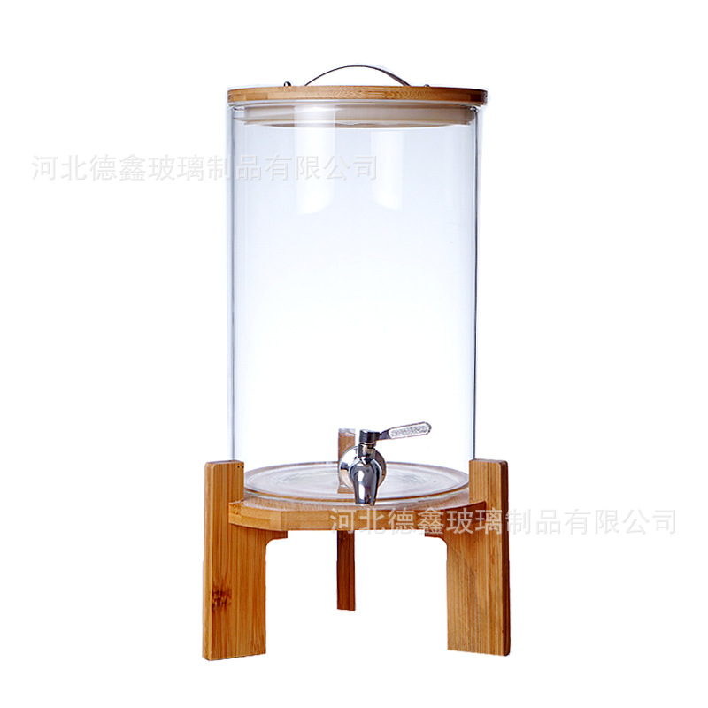 Nueva gran capacidad sellada enzima barril hogar borosilicato vidrio vino tarro de verano con grifo jugo de vino fabricante