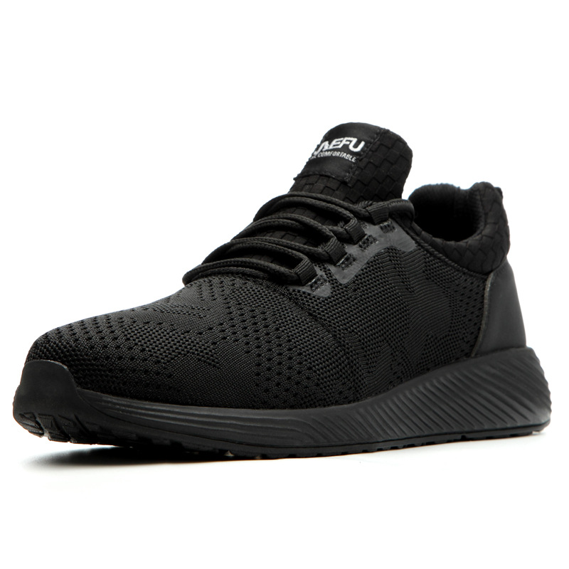Zapatos de seguridad Jiefu transfronterizos, ligeros, transpirables, de tejido de punto, antiaplastamiento, antipinchazos.