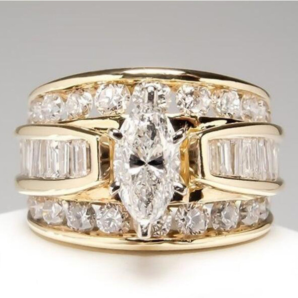 Copper inlaid zircon ladies ring fashion engagement jewelry