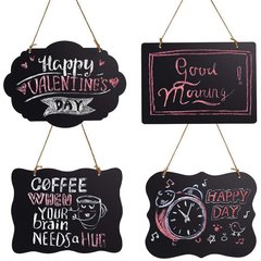 Dual-Sided Wooden Mini Blackboard Mini Wall Hanging DIY Creative Message Board Signage Home Decor Door Hanger