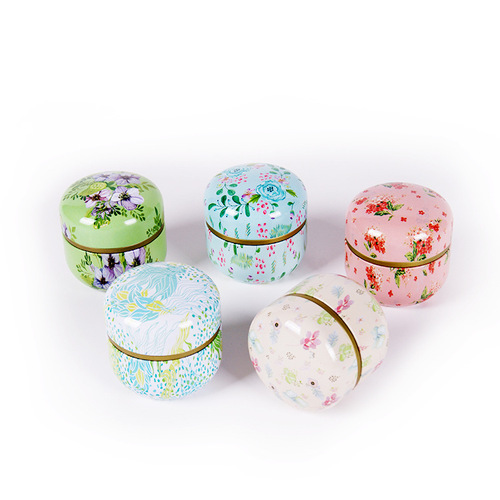 Tea can tin box portable Japanese scented tea small tin can household tinplate storage sealed tea packaging box