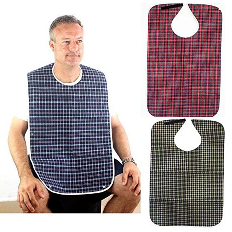 De gran tamaño babero de comida para adultos babero de comedor de algodón artificial babero de los ancianos babero de doble cara