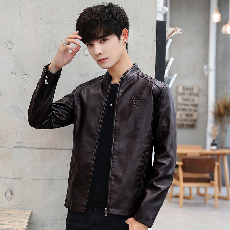 2025 New Arrival Leather Jacket Men's Youth Fashionable Autumn and Winter New Arrival Slim-Fit Korean Style Handsome Men's Autumn Coat Leather Jacket