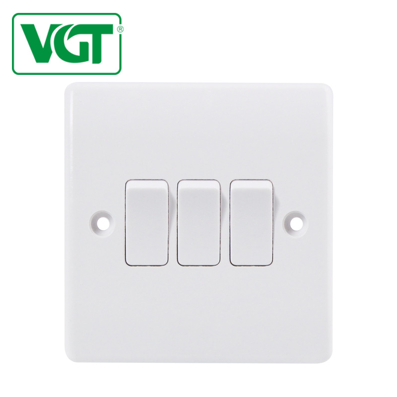 墙壁胶木开关 加工 外贸开关 843 纯白 胶木   三开单控