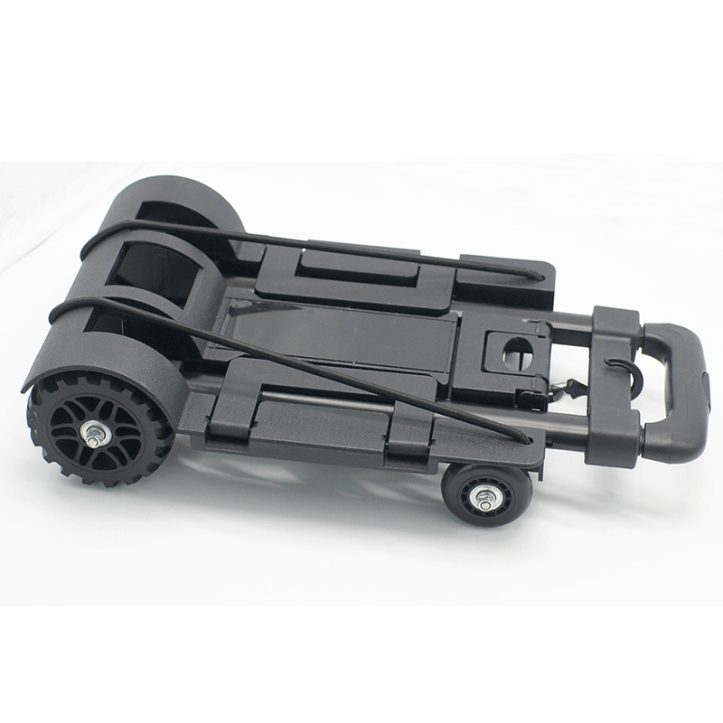 Carrito plegable negro para arrastrear a mano, carrito de equipaje, carrito de compras, carrito de puesto de mercado, uso comercial.