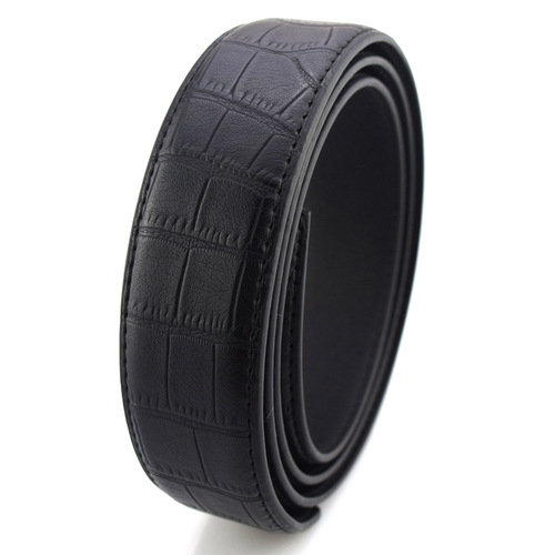 Men's belt automatic buckle belt body open side treading lychee crocodile bark pattern belt strip manufacturer wholesale