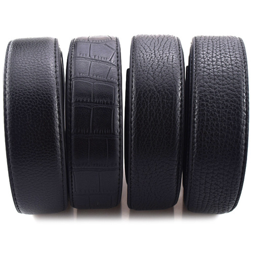 Men's belt automatic buckle belt body open side treading lychee crocodile bark pattern belt strip manufacturer wholesale