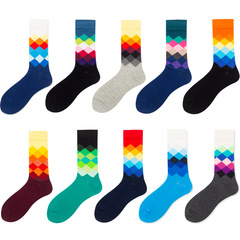 Cross-border couple socks, ten-color diamond-shaped large-plate socks, colorful gradient men's socks, diamond-shaped women's socks, trendy socks, hip-hop socks