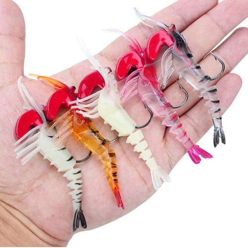 Weihe Multi-jointed Lead Head Soft Shrimp Lure Bait Multi-jointed Shrimp Set Soft Bait Luminous Freshwater Sea Fishing Lure Bait Wholesale