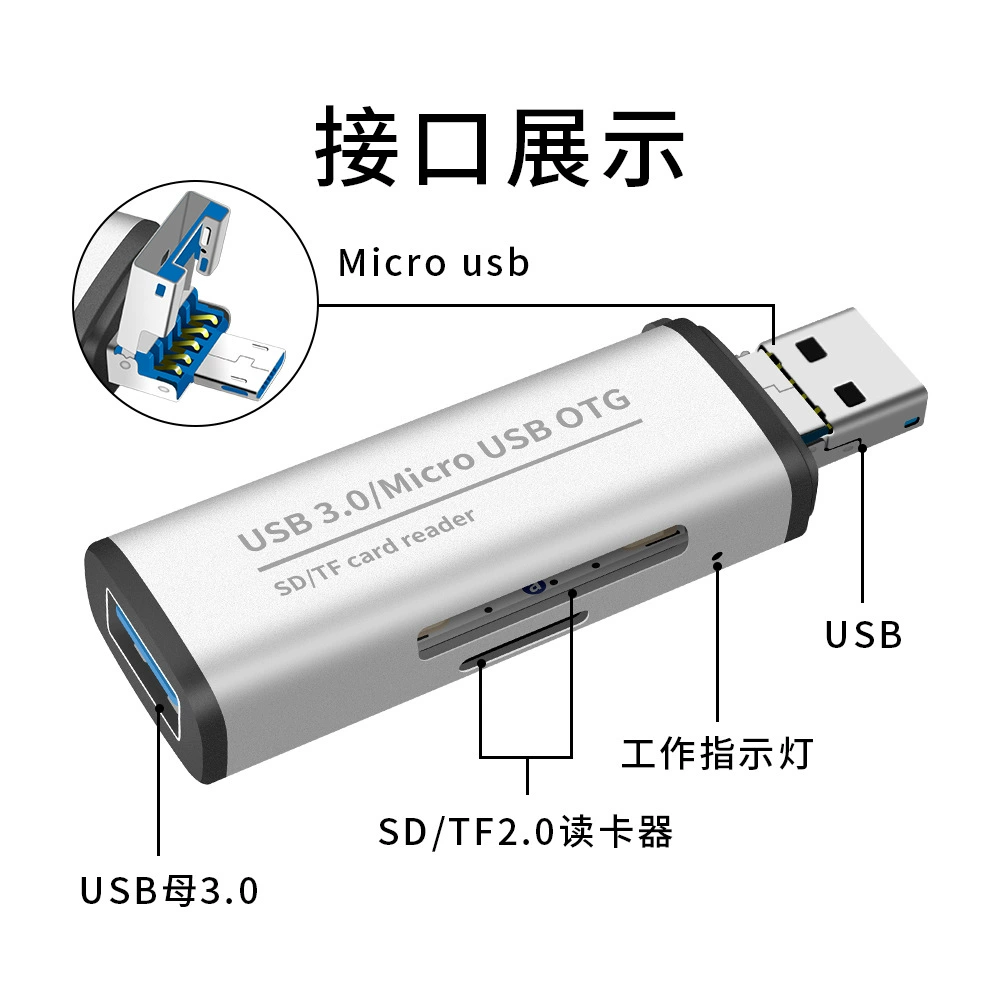 Android USB кардридер для SD/TF карт, конвертер U-disk, Micro USB OTG ридер для Android смартфона