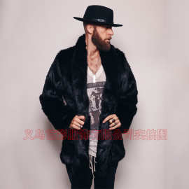 欧美新款仿皮草外套男冬季休闲保暖貂皮大衣男中长款外套爆款皮草