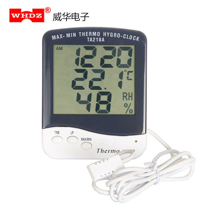 数显温湿度计TA218A 大屏幕带时间 家用 威华电子智能湿度仪