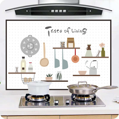 T self-adhesive oil-proof stickers kitchen stove high temperature resistant tile stickers cabinet range hood waterproof decorative wallpaper
