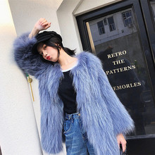 韩版中长款皮草大衣2024新款海宁仿狐狸毛圆领外套时尚百搭毛毛衣