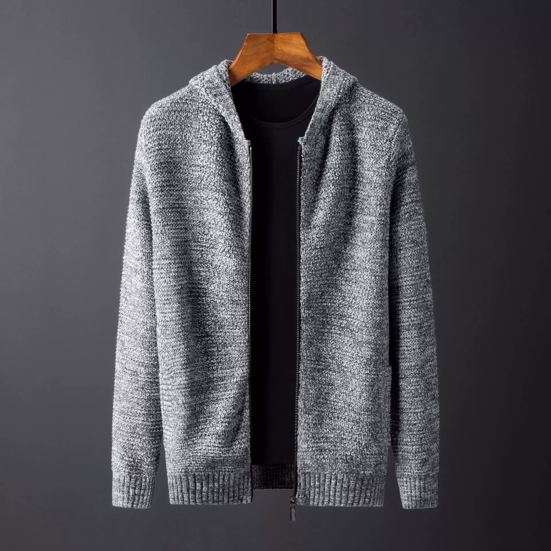 2020秋季新款连帽针织开衫男外穿潮流休闲个性时尚毛衫针织衫男