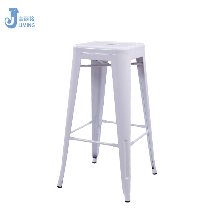 Simple Silla de cuero de hierro Silla de barra de hierro silla alta taburete de bar respaldo pierna alta cafetería Silla de Bar apenado