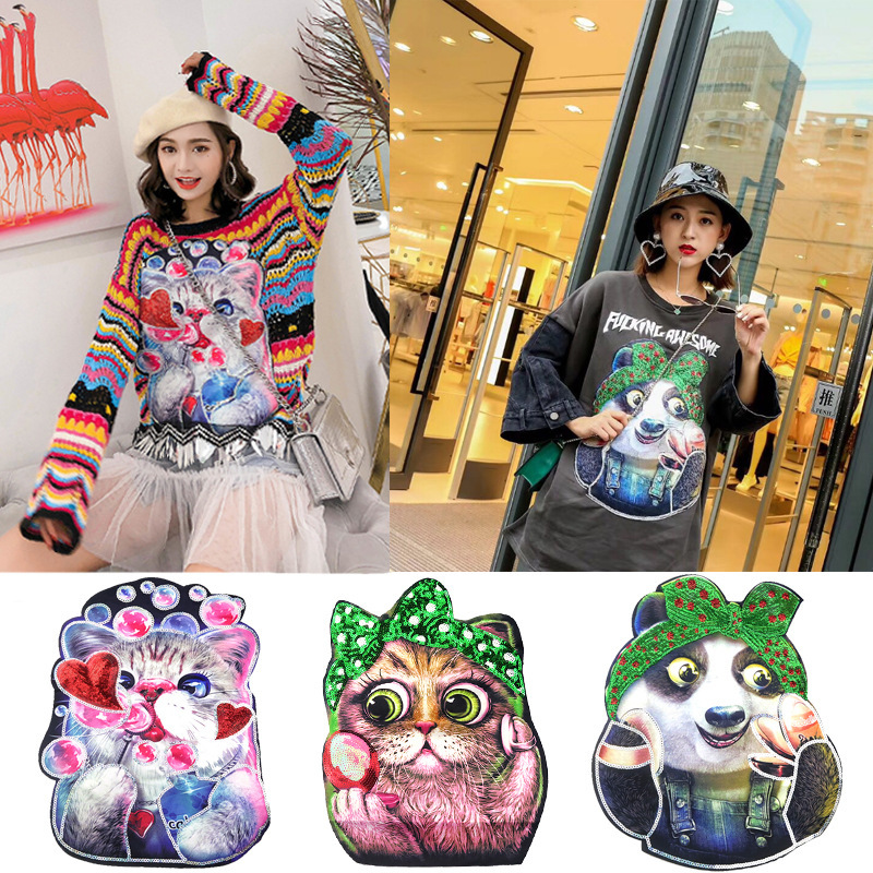 大号3D立体动物老虎猫咪布贴 T恤衣服男女补丁贴 服装辅料装饰贴