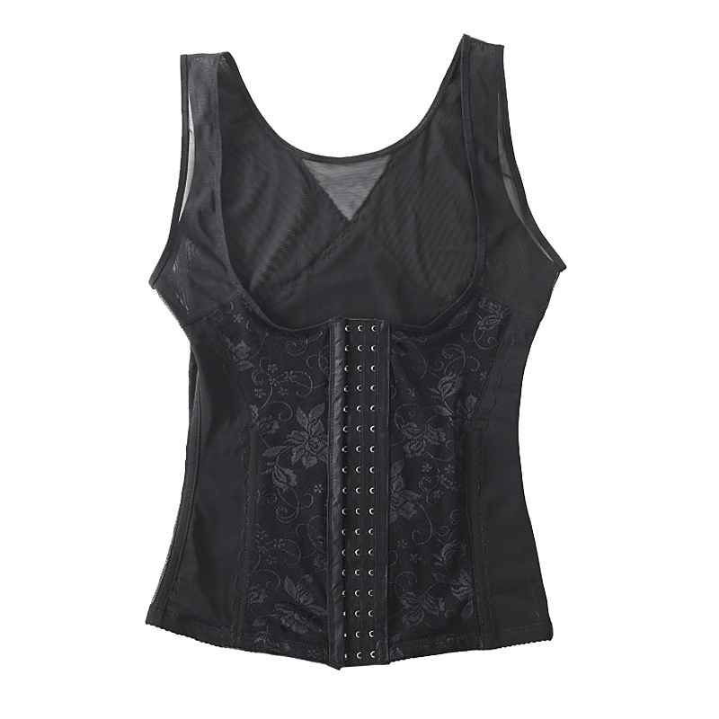 [Beijing] 5566 Ready-Made Mesh Thin Three-Row 17-Button Lace Tummy Control Breast Shaping Vest