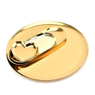 Nordic stainless steel jewelry plate golden color oval metal tray Nordic home decoration fruit
