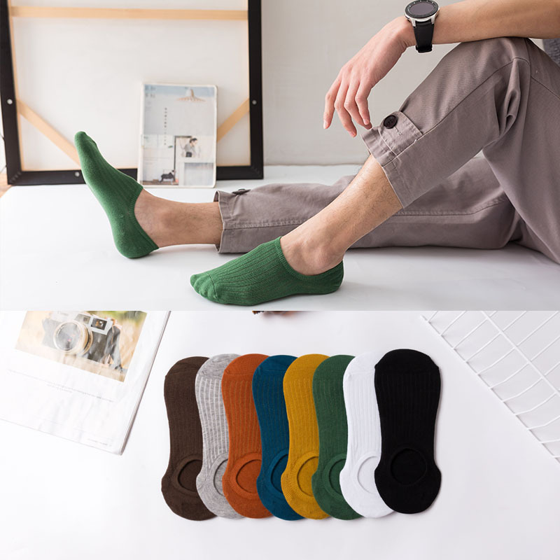 Summer thin men's and women's silicone non-slip solid color cotton mesh invisible socks low waist socks a generation of hair