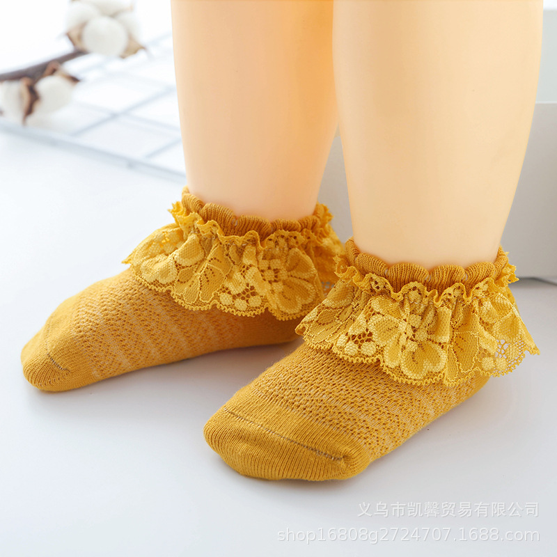 Calcetines para niños para primavera, otoño y verano, calcetines de encaje para niñas, calcetines sueltos de princesa de encaje para bebé, calcetines para bebé, calcetines cortos de algodón, transpirables