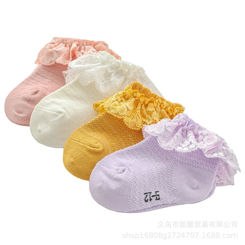 Calcetines para niños para primavera, otoño y verano, calcetines de encaje para niñas, calcetines sueltos de princesa de encaje para bebé, calcetines para bebé, calcetines cortos de algodón, transpirables