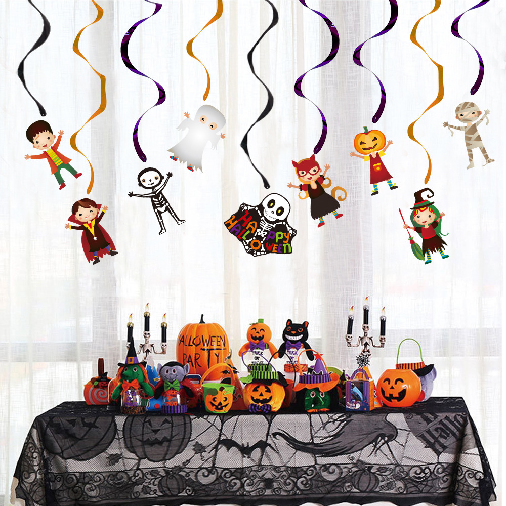 Halloween decoración espiral colgante vampiro cráneo creativo colgante centro comercial KTV escena diseño bruja adornos image 4