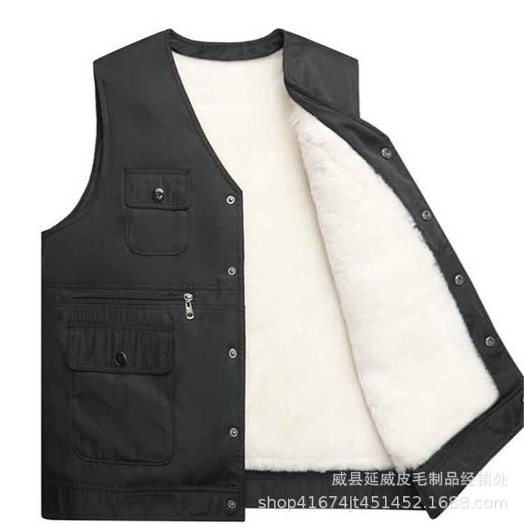 Manufacturers supply Australian sheepskin vest, leather and fur integrated men's and women's detachable wool vest