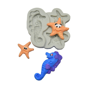 DIY baked seahorse starfish shaped mousse cake chocolate sugar aromatherapy plaster decorative silicone mold