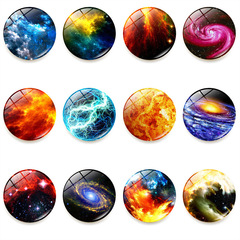 Cosmic Nebula Refrigerator Magnet Time Gem Fashion Creative Magnetic Glass Refrigerator Magnet Paper Decorative Accessories Wholesale 25mm