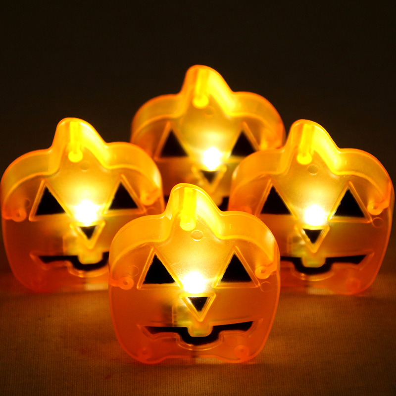 Halloween fiesta decoración electrónica LED noche luz nueva calabaza luz ambiente calabaza decoración plana calabaza vela