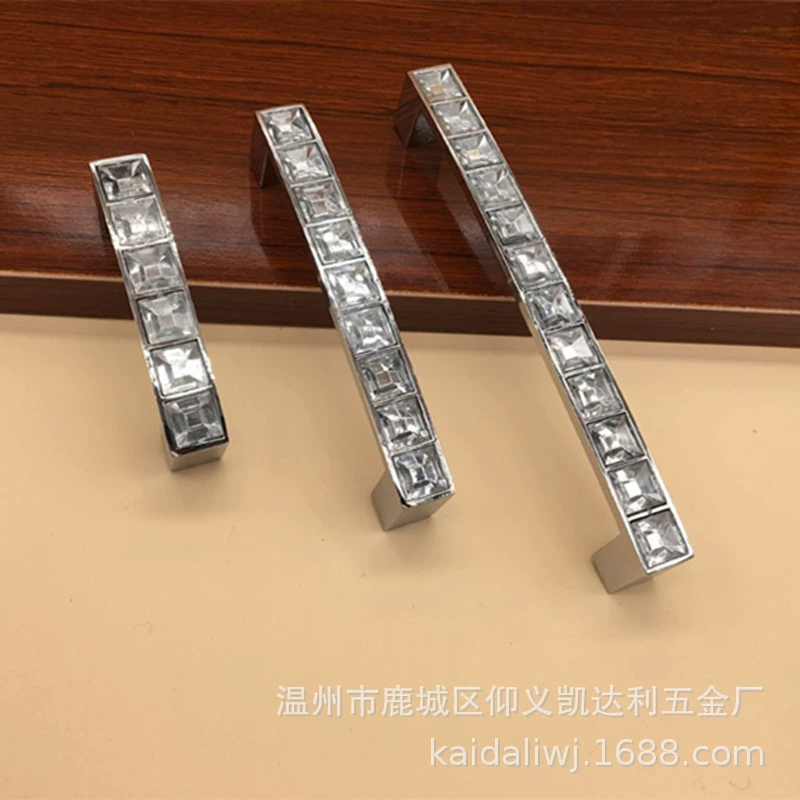 Inlays with crystal stabs Hyundai simple European cabinet drawer closet door inlaid drilling handle