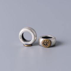 金鹿王S925銀復古工藝十二生肖梵文鼠年佛珠配件手鍊泰銀飾品配件