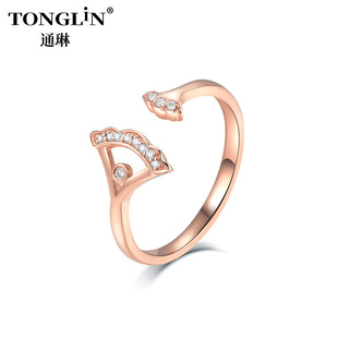 Yibeizi 18K Gold Rose Gold Ring Open Women's 14K Color Gold Diamond Ring Niche Design Valentine's Day Gift