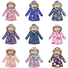 Children's Autumn/Winter New Collection: Unisex Long-Sleeve Hooded Cotton Puffer Jacket with Floral Print