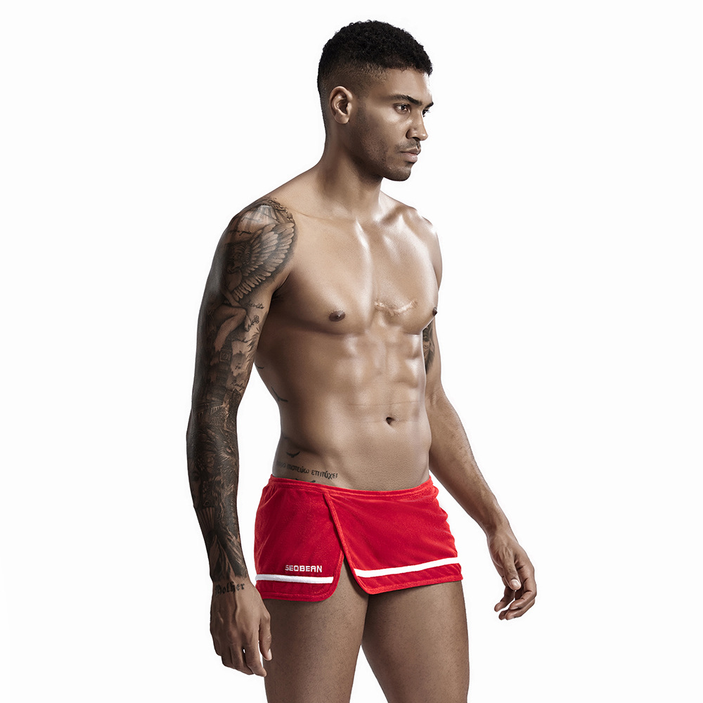 2019 nuevos pantalones de Casa de hombre seobean Xibín delantal de hombre marca de moda split sexy pantalones de Casa de hombre